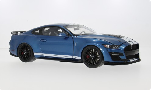 Ford Mustang Shelby GT500 2022 Blauw/Wit - 1:18